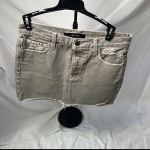 J Brand Light Gray Frayed Mini Skirt
